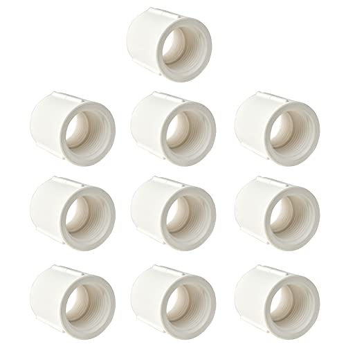 FangKingNo 10pcs 0.5Inch female to female thread PVC Pipe Fittings adapter Coupling Coupler Connector White (1/2") - Image 1
