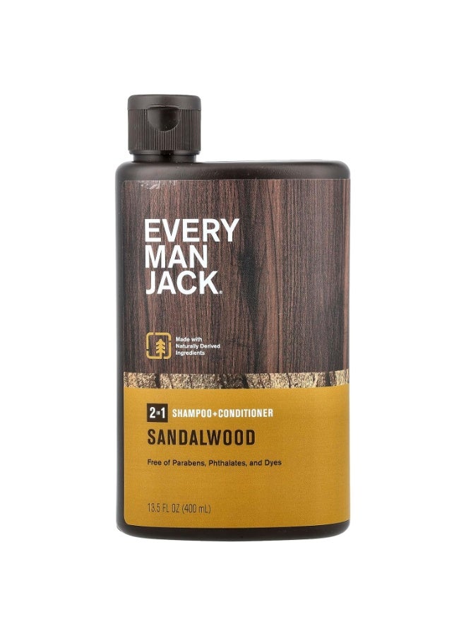 Every Man Jack Daily Shampoo+Conditioner for All hair types, Sandalwood, 13.5 Fluid Ounce - Image 1