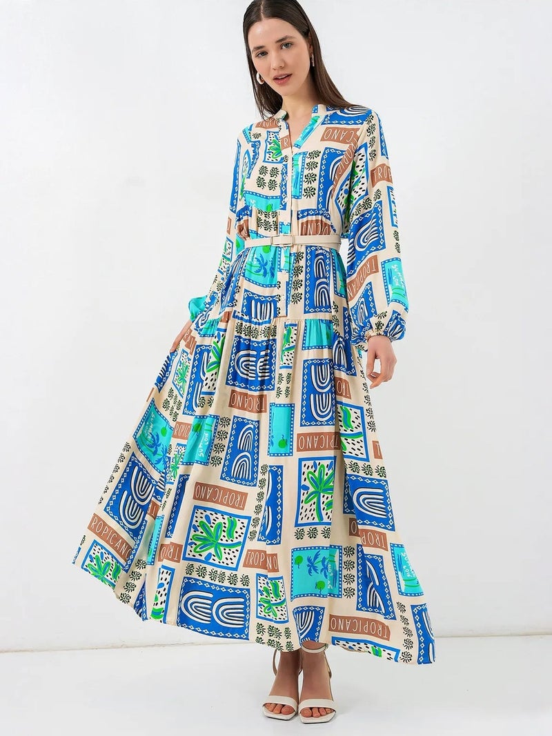 BIG DART BDART Patterned V-Neck Maxi Dress - Image 4