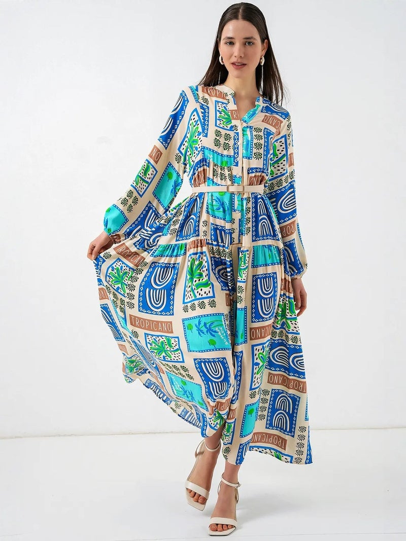 BIG DART BDART Patterned V-Neck Maxi Dress - Image 1
