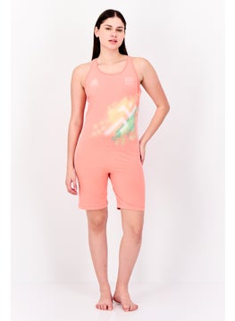 Adidas Women Non Padded Brand Logo Swimsuit Swimwear, Peach  - Image 3