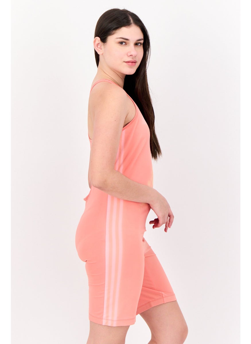 Adidas Women Non Padded Brand Logo Swimsuit Swimwear, Peach  - Image 4