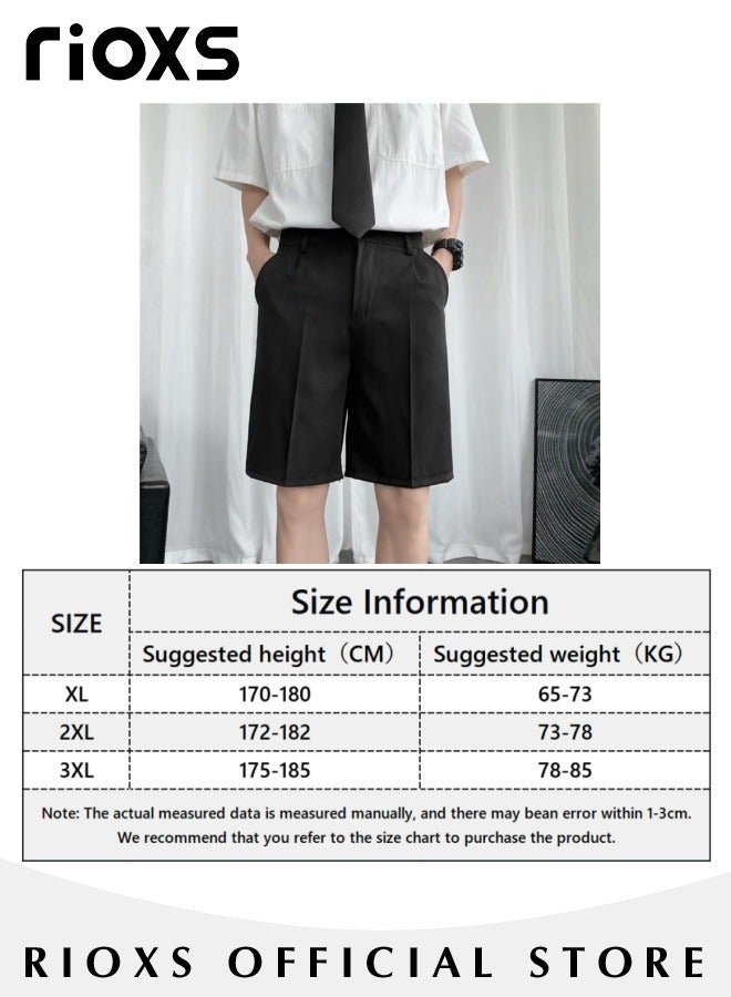 ريوكس شورت رجالي كلاسيكي بقصة كلاسيكية، شورت عصري مستقيم الساق، شورت عملي كاجوال بجيوب، بنطلون قصير أنيق ومريح، مناسب للأنشطة الترفيهية والخارجية - Image 3