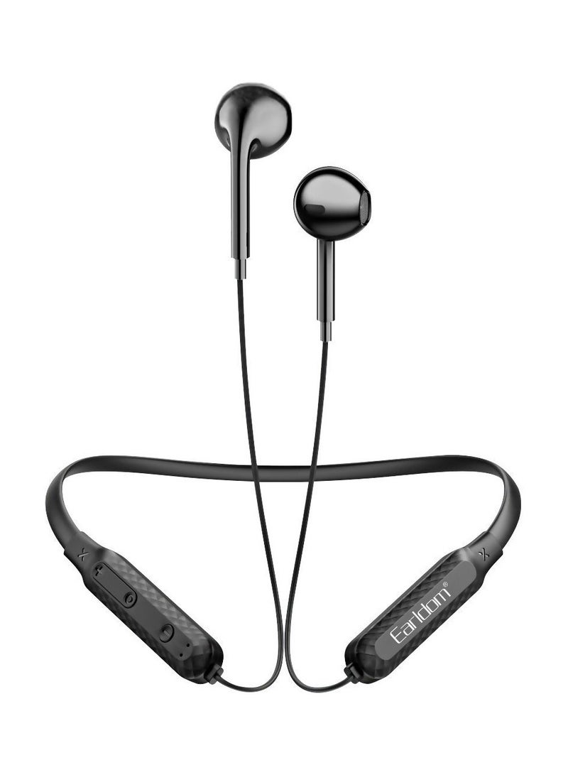 Earldom BH75 Magnetic Bluetooth Earphones Sports Hanging Earbuds with Stereo Mic, Black