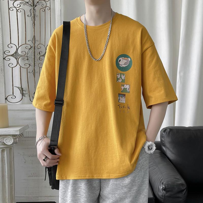 Summer New Cartoon Printed Short-sleeved T-shirt Men's ins Hong Kong Style Trendy Loose Half-sleeved Handsome Wholesale T-shirt - Image 4