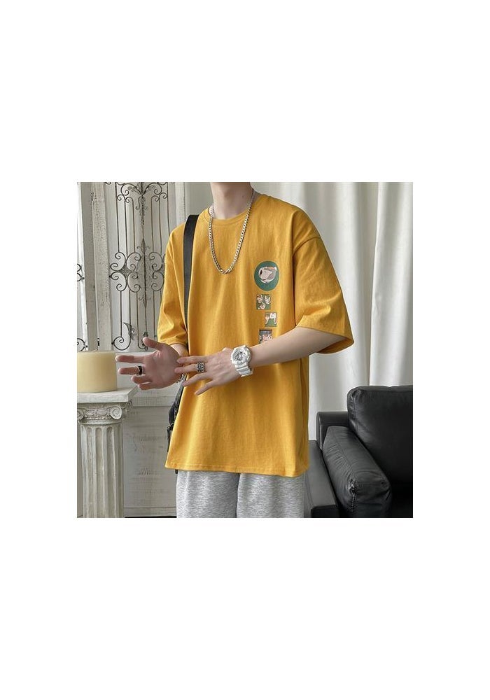 Summer New Cartoon Printed Short-sleeved T-shirt Men's ins Hong Kong Style Trendy Loose Half-sleeved Handsome Wholesale T-shirt - Image 1