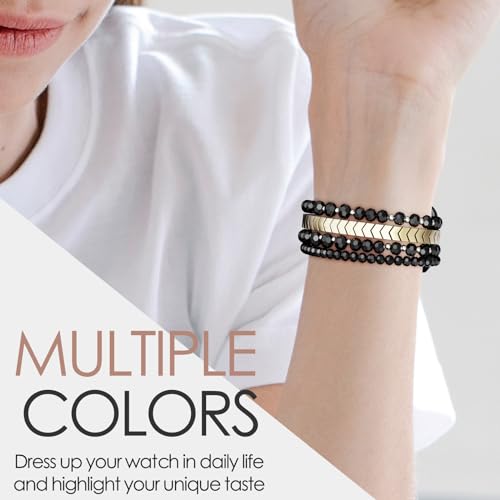 MOFREE Beaded Bracelet Compatible with Apple Watch Band 38mm/40mm/41mm/42mm（Series 10） 9/8/7/SE/6/5/4/3/2/1 Women Fashion Handmade Elastic Stretch Strap for iWatch Bands Replacement - Image 5