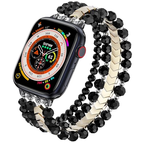 MOFREE Beaded Bracelet Compatible with Apple Watch Band 38mm/40mm/41mm/42mm（Series 10） 9/8/7/SE/6/5/4/3/2/1 Women Fashion Handmade Elastic Stretch Strap for iWatch Bands Replacement - Image 1