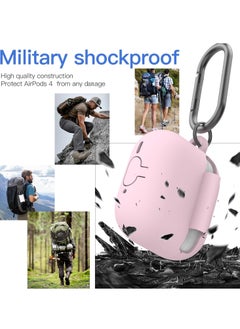 MIGOFAST Compatible with AirPods 4 Case Cover, Protective Silicone Skin Accessories with Keychain for Women Men for Apple AirPods 4th Generation Case 2024 Front LED Visible Pink  - Image 2