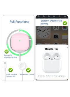 MIGOFAST Compatible with AirPods 4 Case Cover, Protective Silicone Skin Accessories with Keychain for Women Men for Apple AirPods 4th Generation Case 2024 Front LED Visible Pink  - Image 3