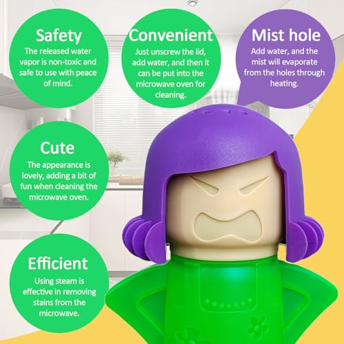 NGT new guide steps Microwave Cleaner Microwave Angry Mama Oven Cleaner High Temperature Steam Cleaning Equipment Tool Steam Cleans Add Vinegar and Water (Green) - Image 4