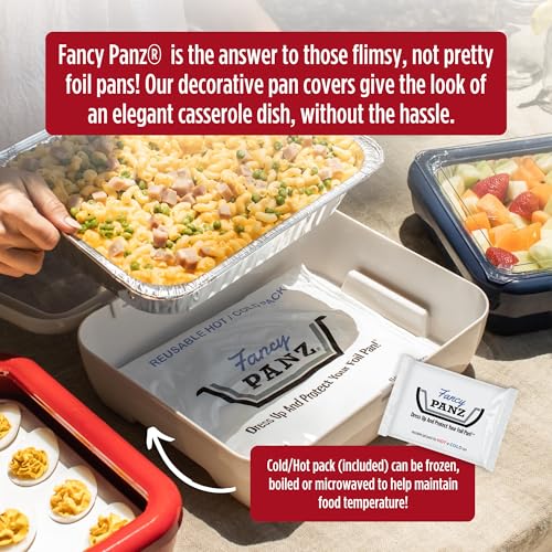 Fancy Panz Premium, Serving Tray for Food, Made in the USA Foil Pan Carrier, Stackable Aluminum Pan Holders, Travel Casserole Carrier, Green - Image 2