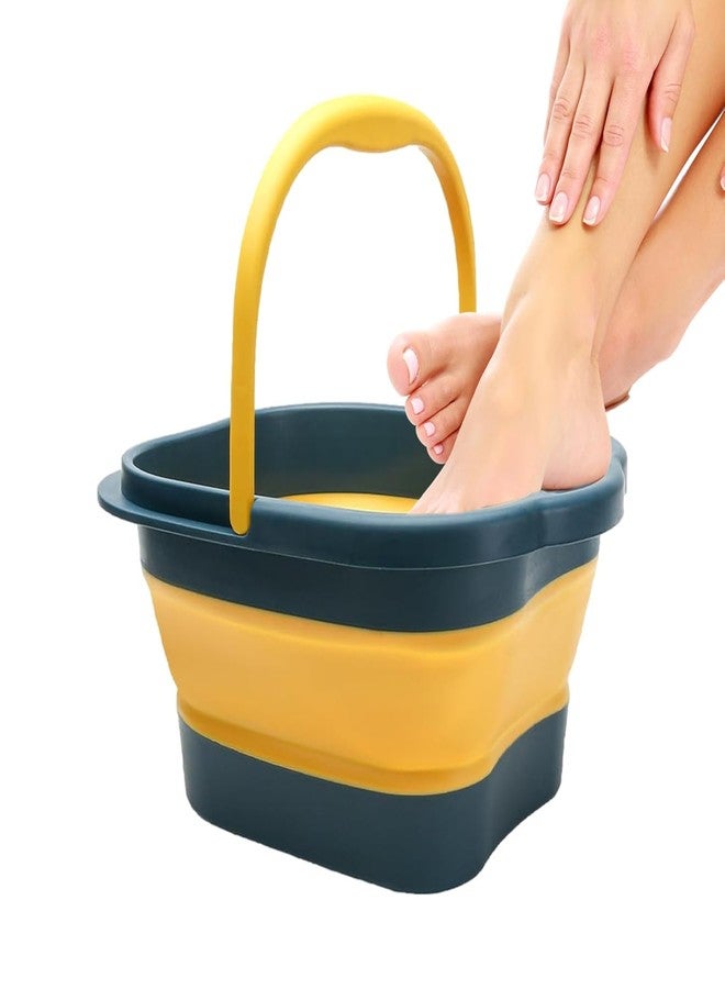 KRLZ Collapsible Foot Bath - Advanced Soaking Tub With Portable Design and Handle - Foldable Pedicure Spa Bowl - Compact Lightweight Soak With Acupressure Points, Green and Blue - Image 1