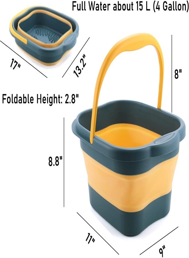 KRLZ Collapsible Foot Bath - Advanced Soaking Tub With Portable Design and Handle - Foldable Pedicure Spa Bowl - Compact Lightweight Soak With Acupressure Points, Green and Blue - Image 2
