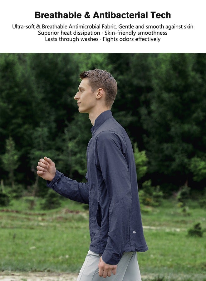 Sunnaltree UPF 50+ UV Sun Protection Clothing for Men, Lightweight Sun Protection Ice Silk Clothing Long Sleeve Hoodie Sun Shirt, Summer Elastic Quick Dry Sun Shirts Full Zipper Fishing Jacket - Image 3