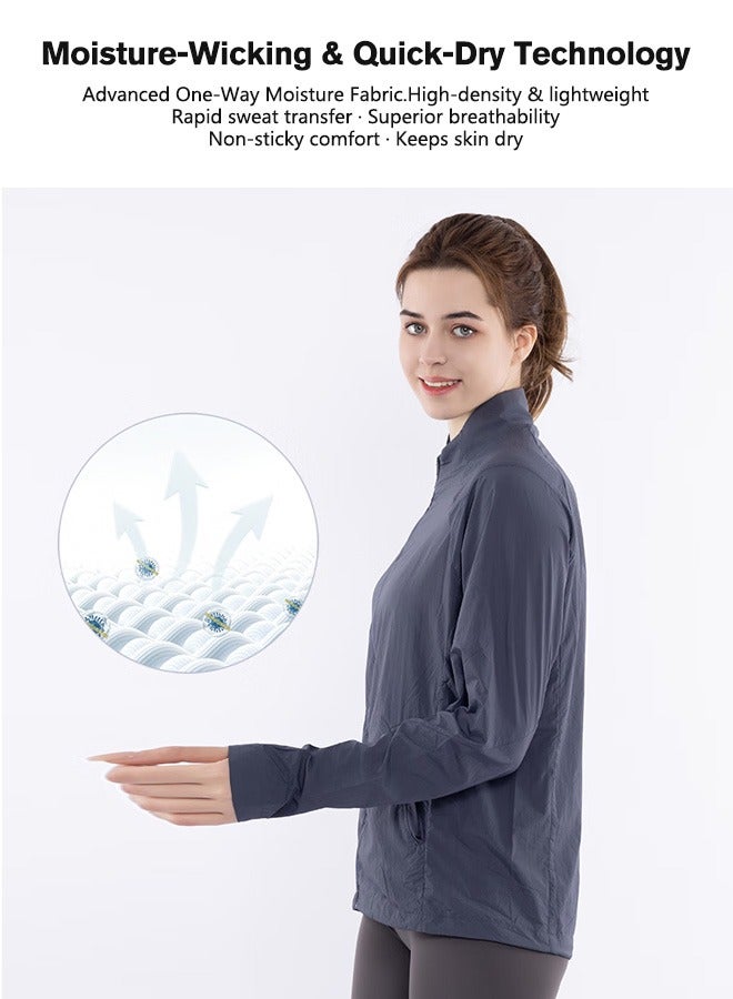 Sunnaltree UPF 50+ UV Sun Protection Clothing for Men, Lightweight Sun Protection Ice Silk Clothing Long Sleeve Hoodie Sun Shirt, Summer Elastic Quick Dry Sun Shirts Full Zipper Fishing Jacket - Image 4