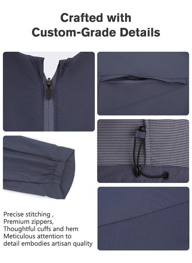 Sunnaltree UPF 50+ UV Sun Protection Clothing for Men, Lightweight Sun Protection Ice Silk Clothing Long Sleeve Hoodie Sun Shirt, Summer Elastic Quick Dry Sun Shirts Full Zipper Fishing Jacket - Image 5