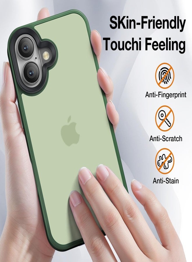 جراب Yriklso لهاتف iPhone 16، مقاوم للصدمات، حماية من السقوط بمعايير عسكرية، جراب خلفي صلب رفيع وشفاف لهاتف iPhone 16-6.1 بوصة، أخضر مطفي - Image 4
