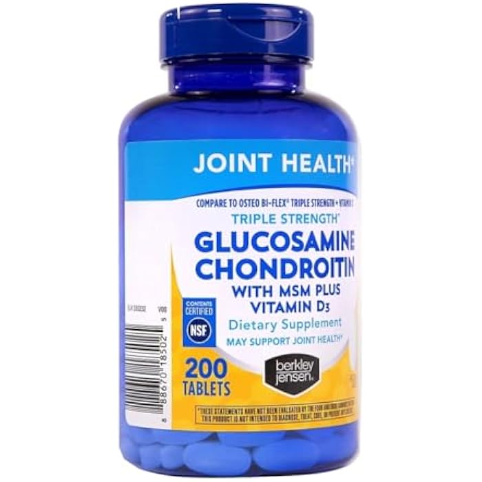 Berkley Jensen Glucosamine Chondroitin Triple Strength Complex with MSM and D3 Joint Supplement Tablets for Joint Support and Cartilages, NSF Certified, 200 Count (Pack of 1) - Image 2