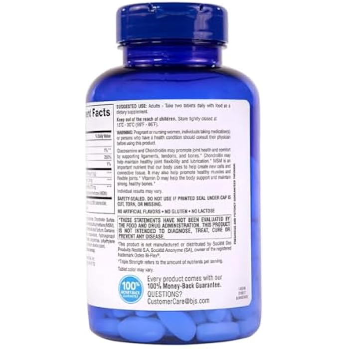 Berkley Jensen Glucosamine Chondroitin Triple Strength Complex with MSM and D3 Joint Supplement Tablets for Joint Support and Cartilages, NSF Certified, 200 Count (Pack of 1) - Image 4