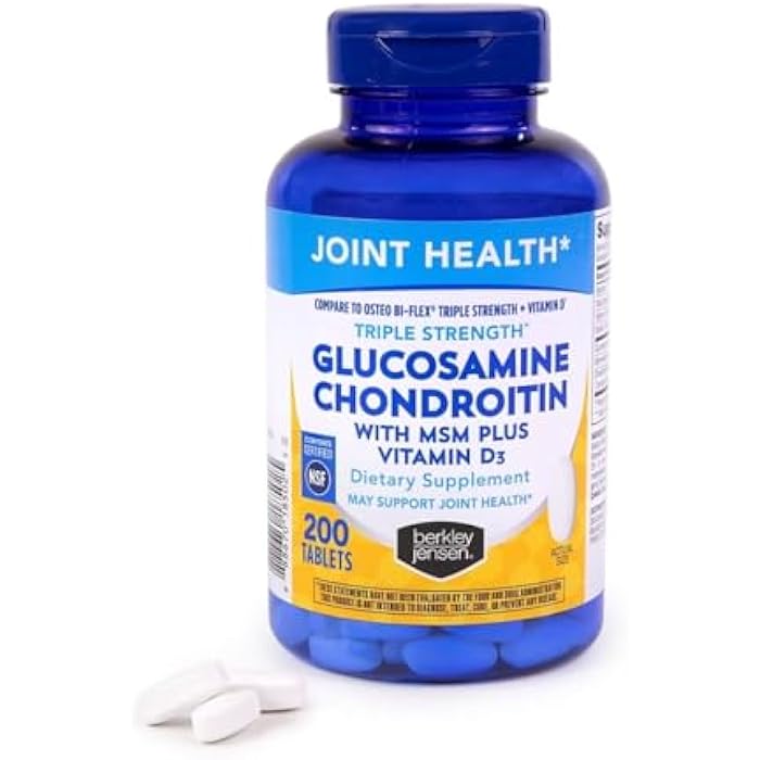 Berkley Jensen Glucosamine Chondroitin Triple Strength Complex with MSM and D3 Joint Supplement Tablets for Joint Support and Cartilages, NSF Certified, 200 Count (Pack of 1) - Image 5