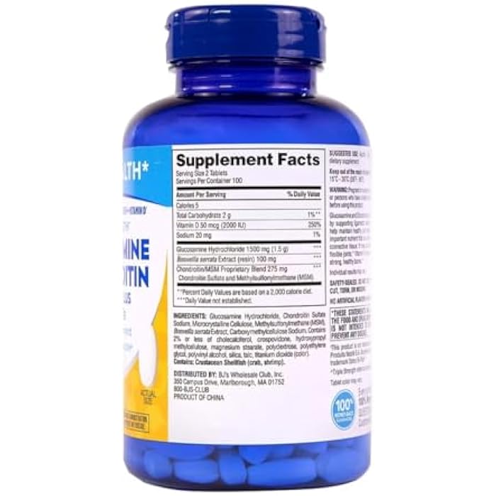 Berkley Jensen Glucosamine Chondroitin Triple Strength Complex with MSM and D3 Joint Supplement Tablets for Joint Support and Cartilages, NSF Certified, 200 Count (Pack of 1) - Image 3