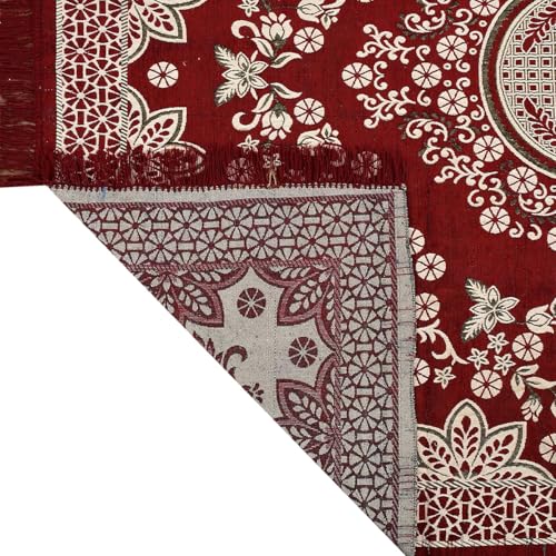 PEPONI Heavy Fabric Velvet Touch Bedroom, Hall, Living Room, Drowing Room, Yoga Hall Designer Velvet Rectangle Carpet |60" Inch X 84" Inch | 5 Feet X 7 Feet I 150 Cm X 210 Cm (Maroon, 5/7 Ft) - Image 3