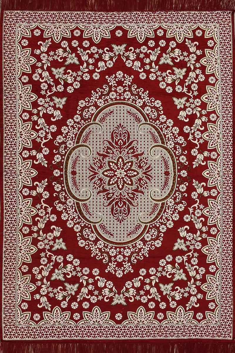 PEPONI Heavy Fabric Velvet Touch Bedroom, Hall, Living Room, Drowing Room, Yoga Hall Designer Velvet Rectangle Carpet |60" Inch X 84" Inch | 5 Feet X 7 Feet I 150 Cm X 210 Cm (Maroon, 5/7 Ft) - Image 2