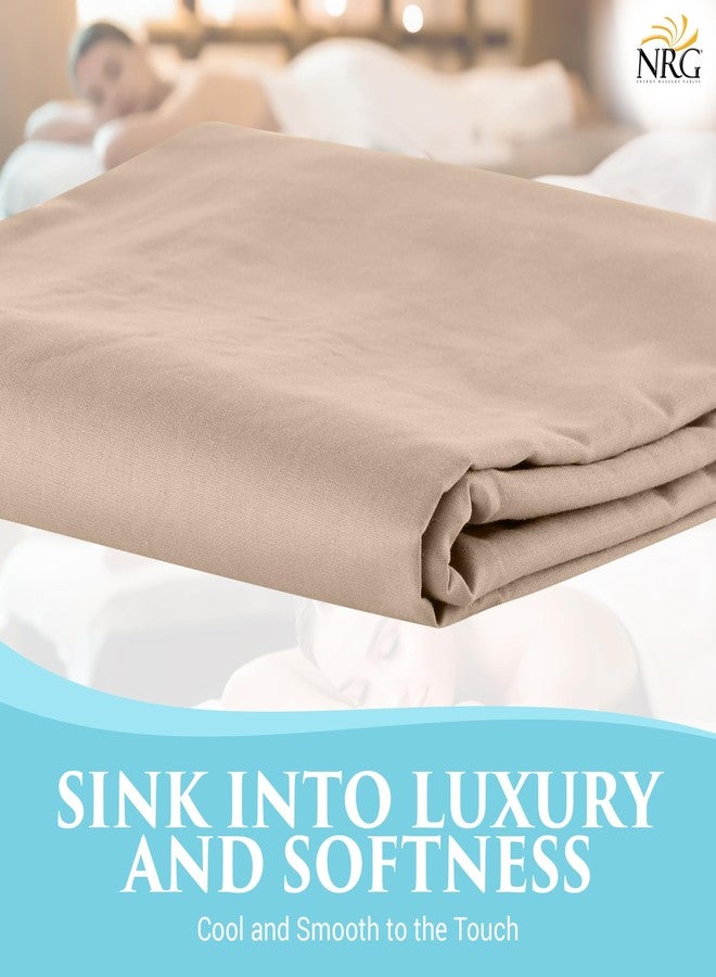 NRG Cotton Poly Massage Table Sheet Set 3 Piece Set - Face Cradle Cover, Flat Sheet and Fitted Sheet - 175 Thread Count - Soft, Durable 50/50 Cotton Poly Blend - Color: Natural - Image 4