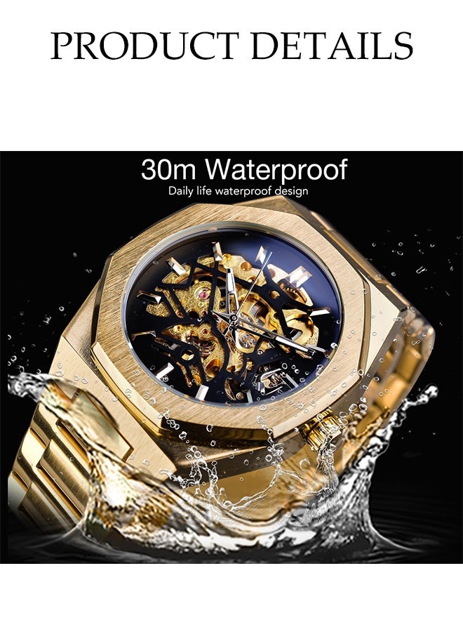 DUNISO ساعة أوتوماتيكية للرجال، ساعة ميكانيكية فاخرة أوتوماتيكية، ستانلس ستيل، تصميم مقاوم للماء للحياة اليومية، مناسبة للاجتماعات التجارية اليومية والتجمعات - Image 5
