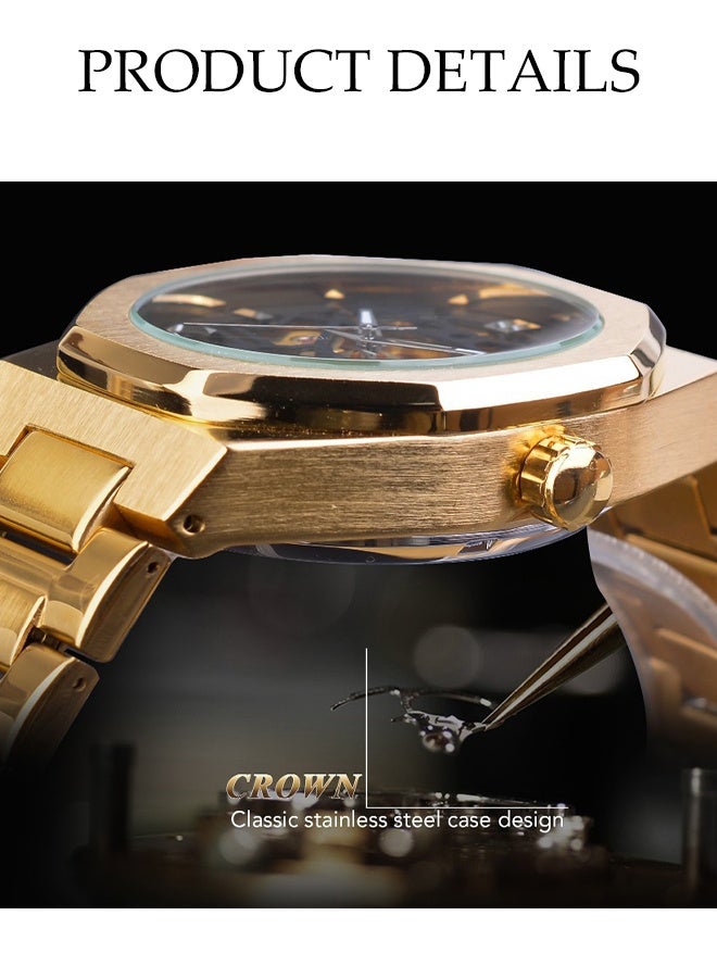 DUNISO ساعة أوتوماتيكية للرجال، ساعة ميكانيكية فاخرة أوتوماتيكية، ستانلس ستيل، تصميم مقاوم للماء للحياة اليومية، مناسبة للاجتماعات التجارية اليومية والتجمعات - Image 3