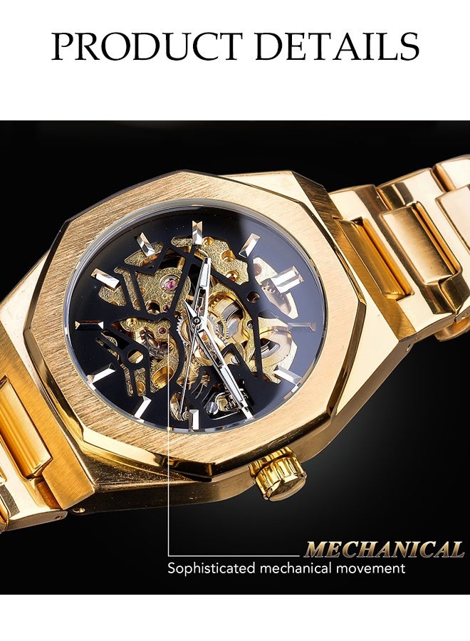 DUNISO ساعة أوتوماتيكية للرجال، ساعة ميكانيكية فاخرة أوتوماتيكية، ستانلس ستيل، تصميم مقاوم للماء للحياة اليومية، مناسبة للاجتماعات التجارية اليومية والتجمعات - Image 4