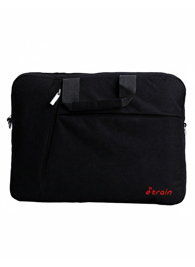 Etrain BG11 Laptop Shoulder Bag fits up to 15.6 Inch Made by High Quality Nylon Material with Zipper Puller - BLACK - Image 1