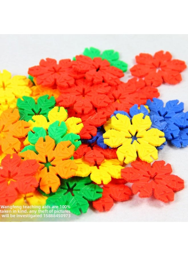 الوالدين والطفل يترك ندفة الثلج طفل صغير إدراج ألعاب الطفولة الأطفال الفائدة ممارسة الألعاب مكعبات بناء رياض الأطفال-اللون: جين واحد