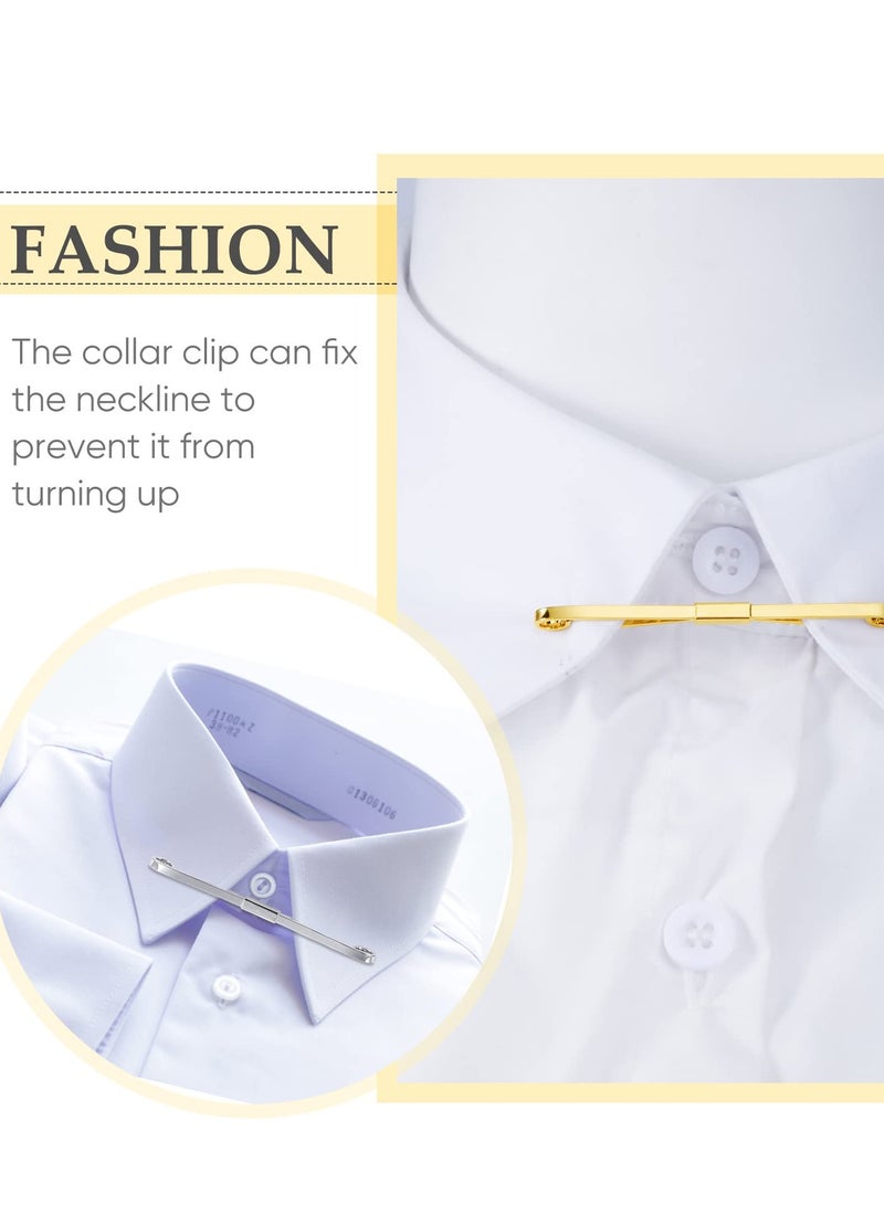 SYOSI Tie Bar Pin Set Men's Classic Shirt Tie Clips Silver and Gold Tone Tie Clips - 4 Pcs with Chain Fringe Tie Pins Tie Chains for Men's Tuxedo for Wedding Anniversary Business and Everyday Use - Image 3