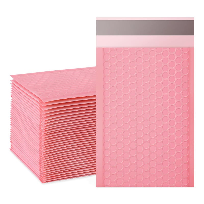 packbabol Bubble Mailers, 4x7 Inch Padded Bubble Mailers Pack of 50 Bubble Envelopes Opaque Self Seal Adhesive Waterproof Bags for Shipping and Packaging (Pink, 4x7-50) - Image 1