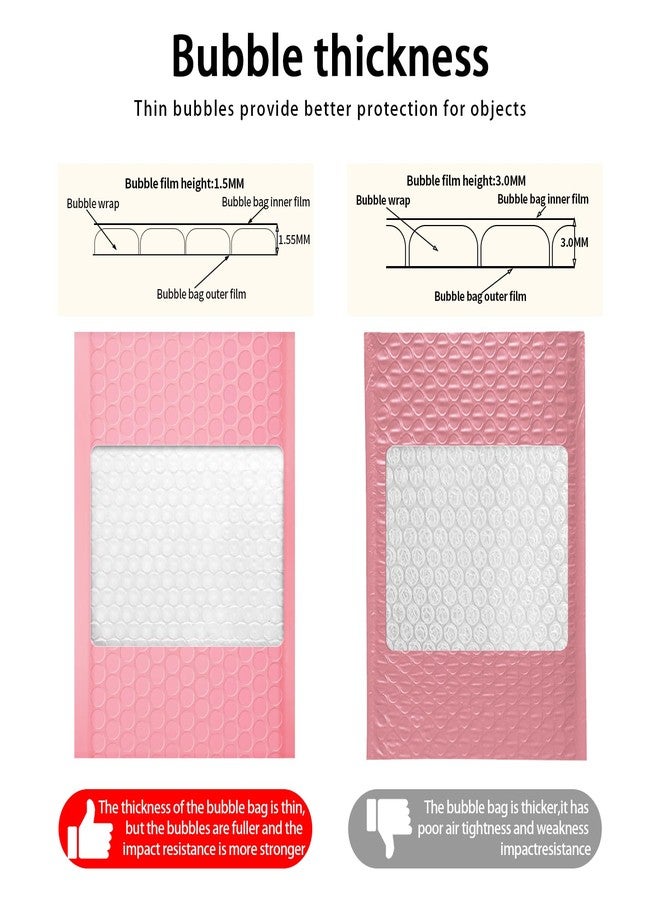 packbabol Bubble Mailers, 4x7 Inch Padded Bubble Mailers Pack of 50 Bubble Envelopes Opaque Self Seal Adhesive Waterproof Bags for Shipping and Packaging (Pink, 4x7-50) - Image 3