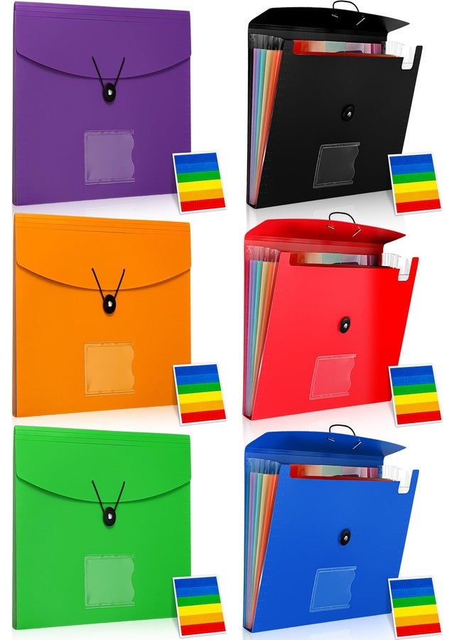 PerKoop 6 Pack Expanding File Folders Student 7 Pocket File Holder Organizer A4 Letter Size Paper Document Receipt Organizer with Labels and Card Pockets for School Classroom Office Travel, 6 Colors - Image 1
