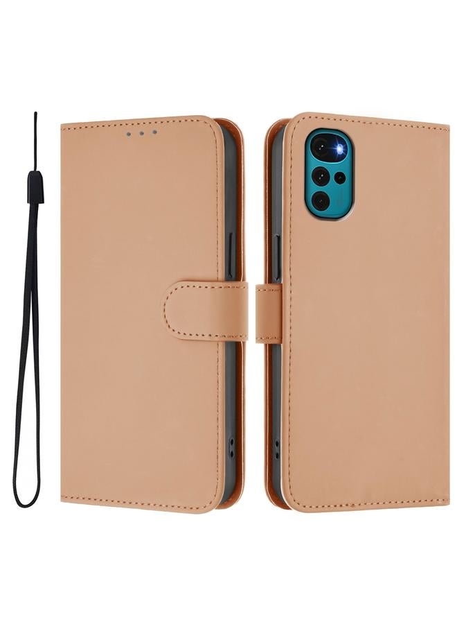 اس-توب جراب لهاتف Motorola Moto G22 4G / E32s مصنوع من الجلد بلون سادة مع حبل تعليق - Image 2