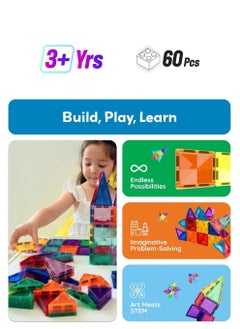 PicassoTiles PicassoTiles Mini Diamond Collection Travel Size Magenetic Building Block Set (60 Pieces)  - Image 1