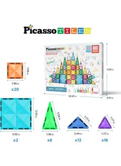 PicassoTiles PicassoTiles Mini Diamond Collection Travel Size Magenetic Building Block Set (60 Pieces)  - Image 4