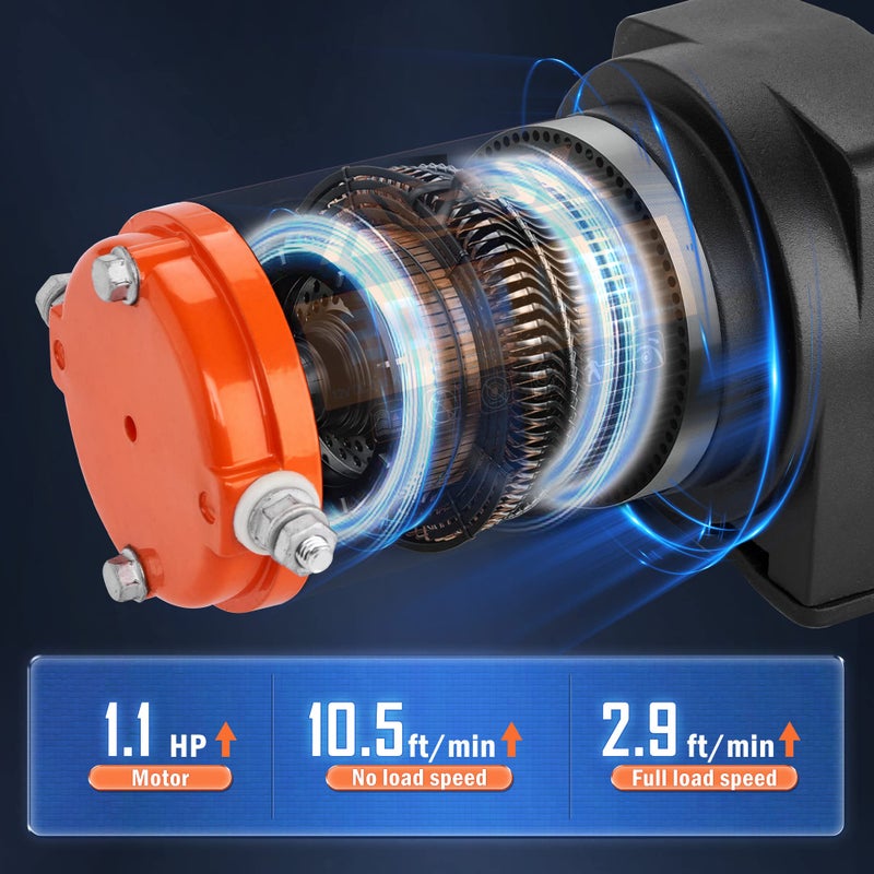 AC-DK 12V 2000-lb. ATV/UTV Electric Winch, Off-Road Synthetic Rope Winch for Trailer Boat RV Towing Winches, ATV/UTV Winch with Big Yellow Wired Remote and Winch Mounting Plate - Image 4