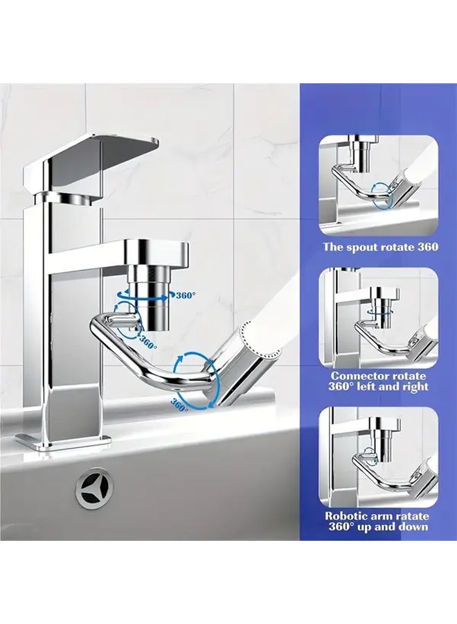 U Shaped Faucet Aerator Dual Speed 1080 Rotating Arm Adjustable Spray Durable Metal - Image 4