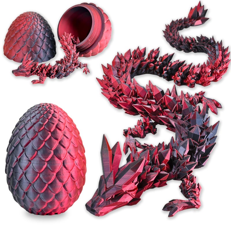 LOCYFENS 3D Printed Dragon Eggs with Dragon Inside Rainbow Articulated 3D Dragon Toys with 3D Dragon Eggs Crystal Dragon Red Yellow Blue - Image 2
