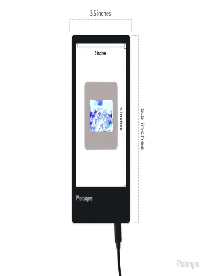 Photomyne Mini Light Pad Backlight | Slides & Negatives Viewer | Professional Portable Light Box for Scanning & Viewing Slides and Film Negatives (Includes USB Adapter) - Black - Image 2