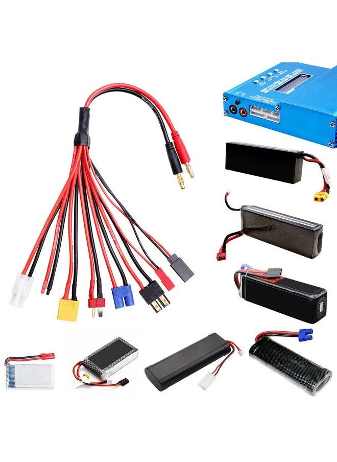 colourmist - Rc Lipo Battery Charger Adapter Connector Splitter Cable 8 In 1 Convert Wire Fit For 4.0Mm Banana Plug To T Plug Deans Trx Tamiya Xt60Ec3 Jst Futaba - Image 1