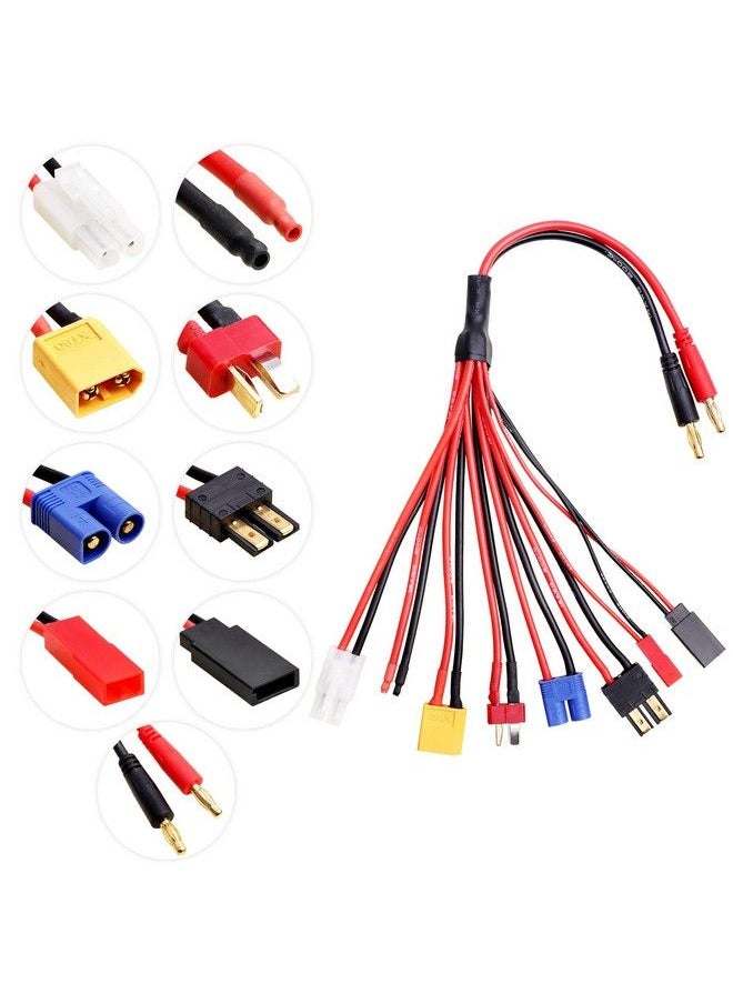 colourmist - Rc Lipo Battery Charger Adapter Connector Splitter Cable 8 In 1 Convert Wire Fit For 4.0Mm Banana Plug To T Plug Deans Trx Tamiya Xt60Ec3 Jst Futaba - Image 1