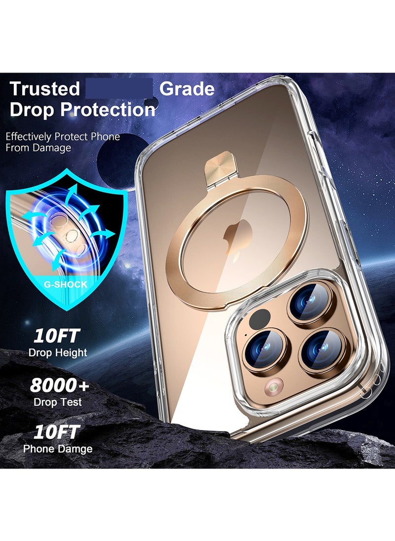 X-level iPhone 16 Pro Max Magsafe Case Foldable Ring,Strong Magnetic, Sturdy & Versatile Stand,Grade Drop Protection,iPhone 16 Pro Max Magnetic Stand Cover Anti-Fingerprint Anti-Scratch Clear  - Image 2