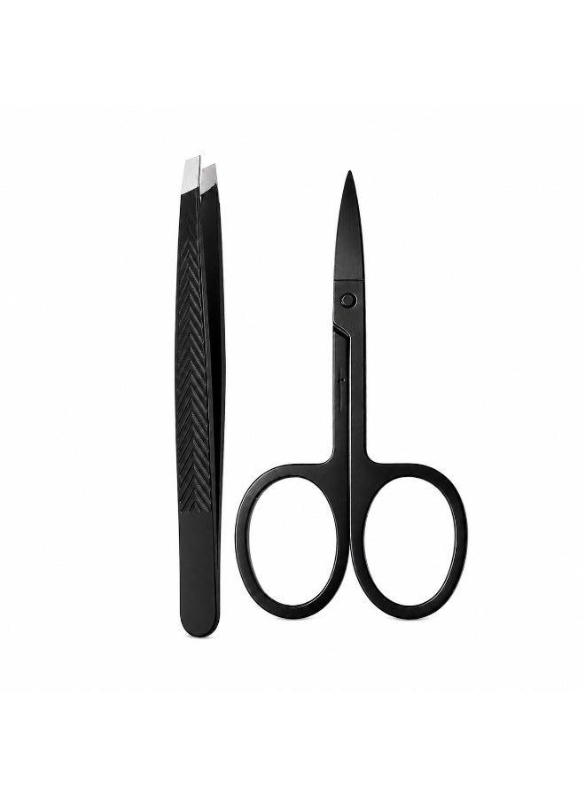 ملقاط ومقص حواجب، طقم قطعتين لتشذيب وتحديد الحواجب وإزالة شعر الوجه - Image 1