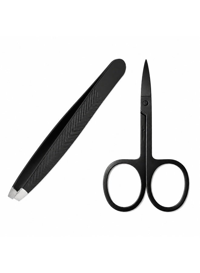 ملقاط ومقص حواجب، طقم قطعتين لتشذيب وتحديد الحواجب وإزالة شعر الوجه - Image 2